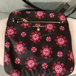 Michael Kors Crossbody Nylon Bag (Black with florals)